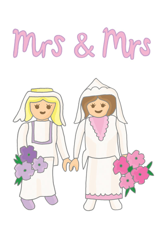 Mrs And Mrs Wedding Card