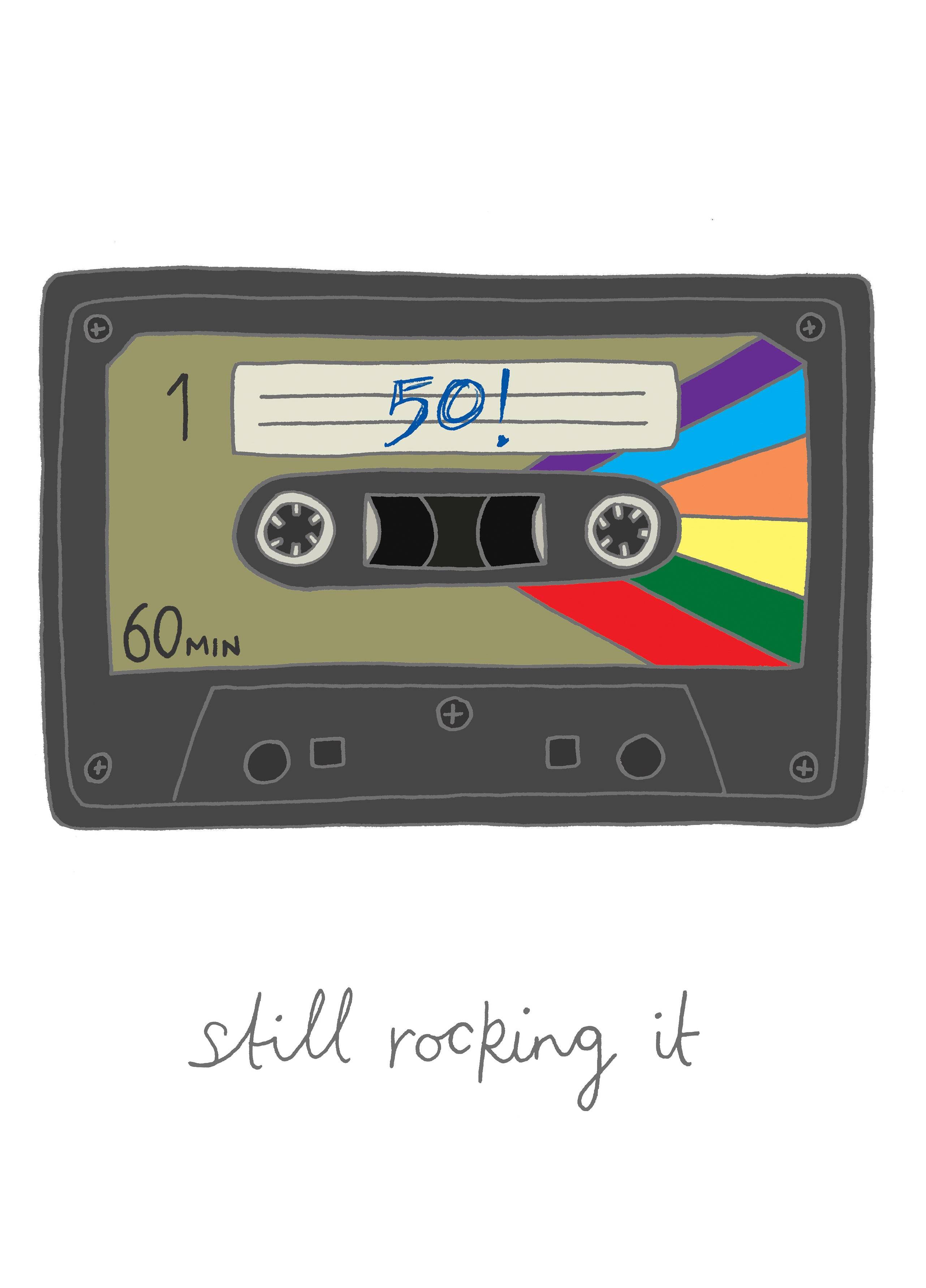 Rocking Visual Card Still Rocking It At 50! Card – Scribbler Cards & Gifts