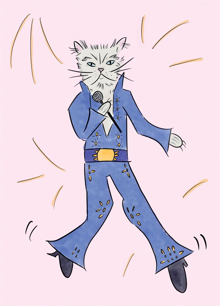 Dancing Cat Elvis Card