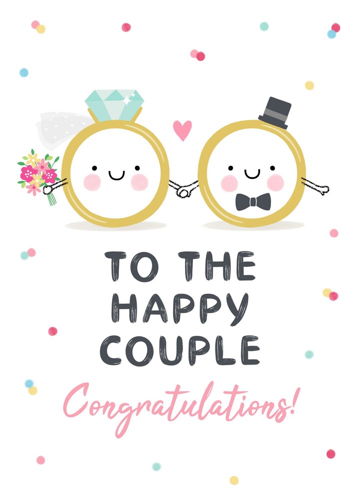 Happy Couple Wedding Rings Card
