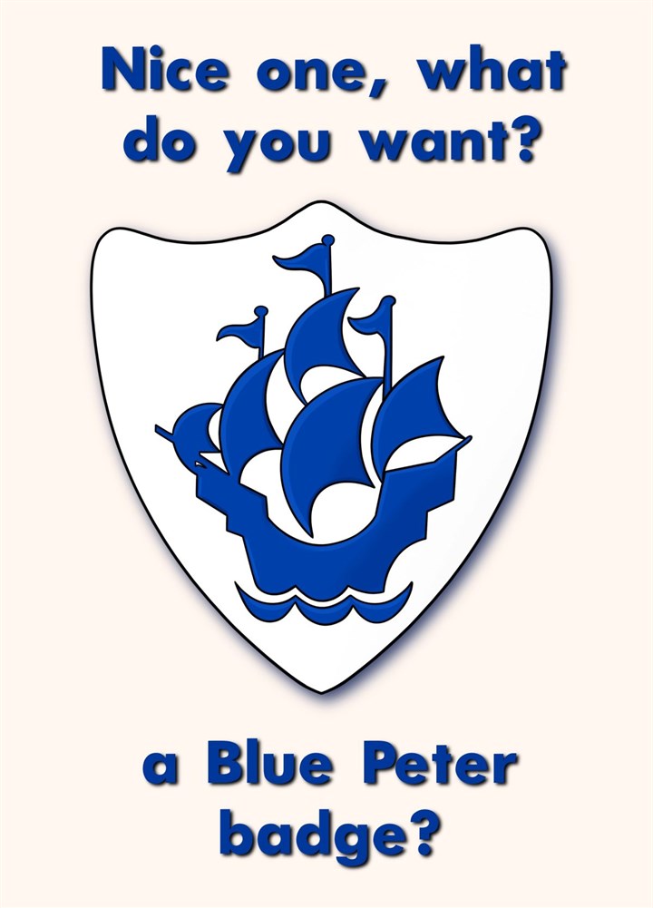 Blue Peter Badge - Nice One - Well Done Sarcasm