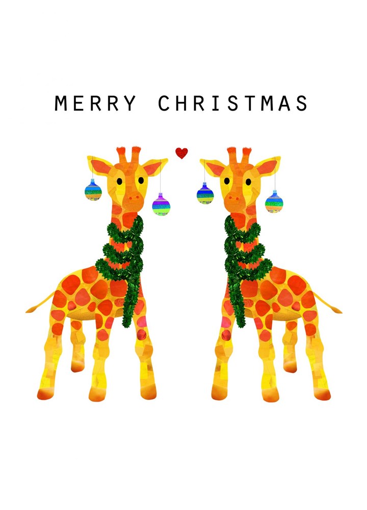 Christmas Giraffes Couple Card