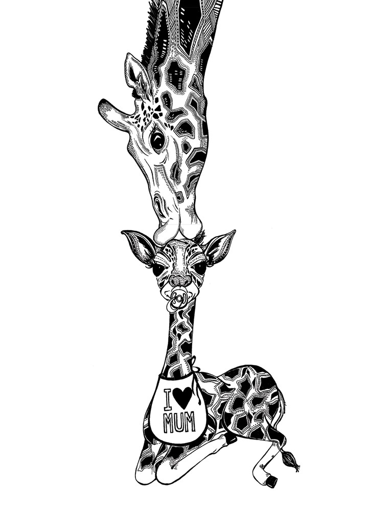 I Love Mum Giraffes Card
