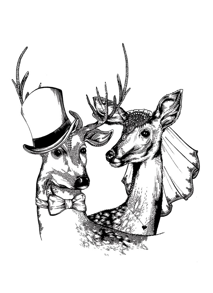 Wedding Fawn And Stag Card
