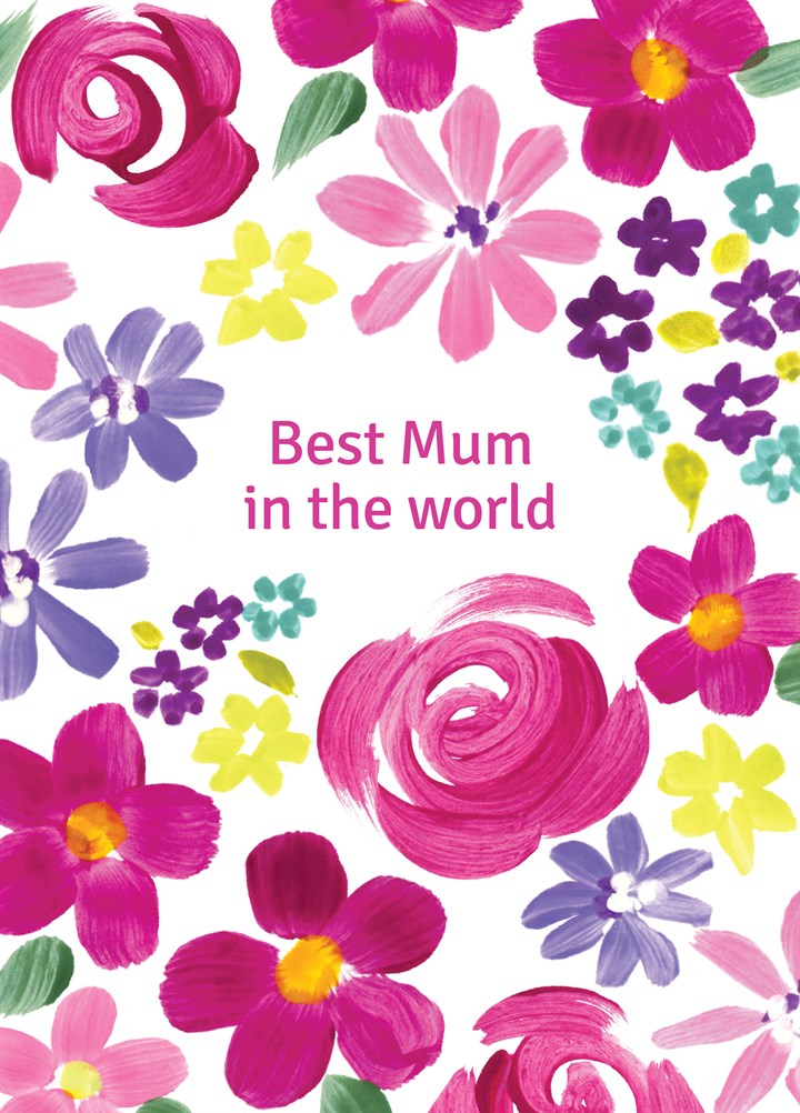 Best Mum Painted Flowers Card