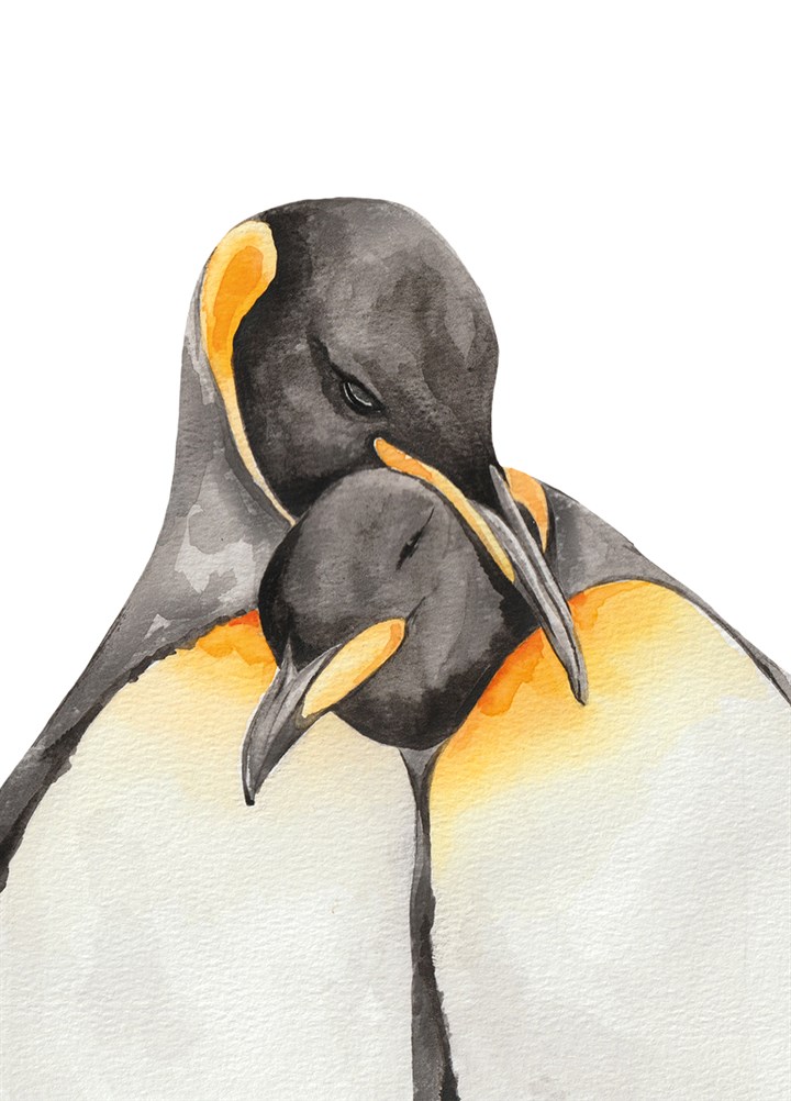 Cuddling Penguins Card