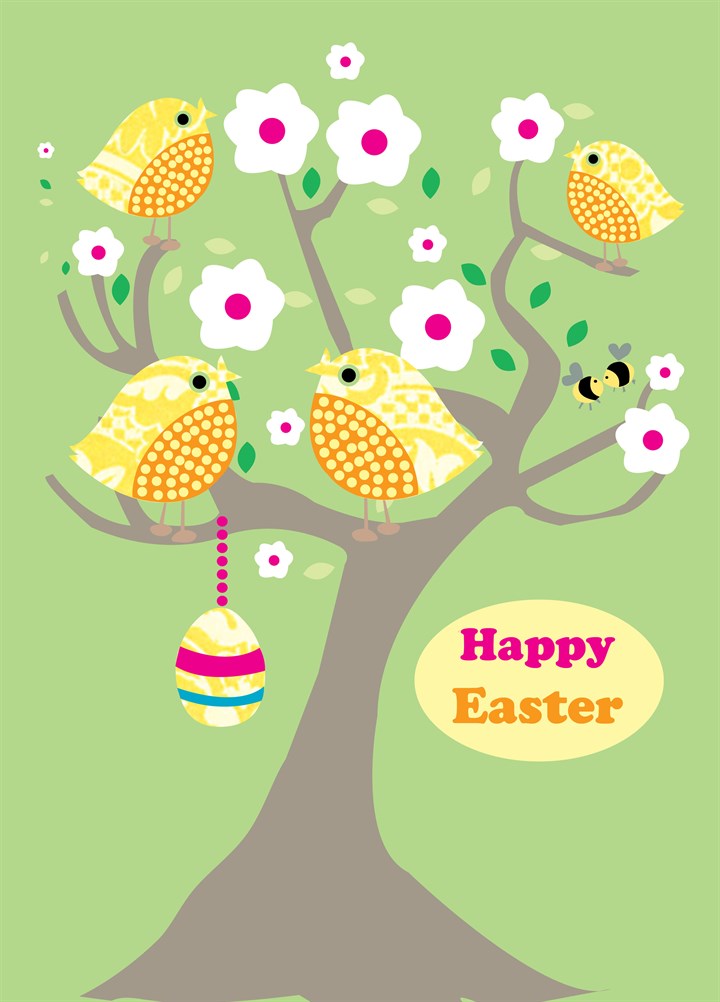 Easter Chirpy Tree Card