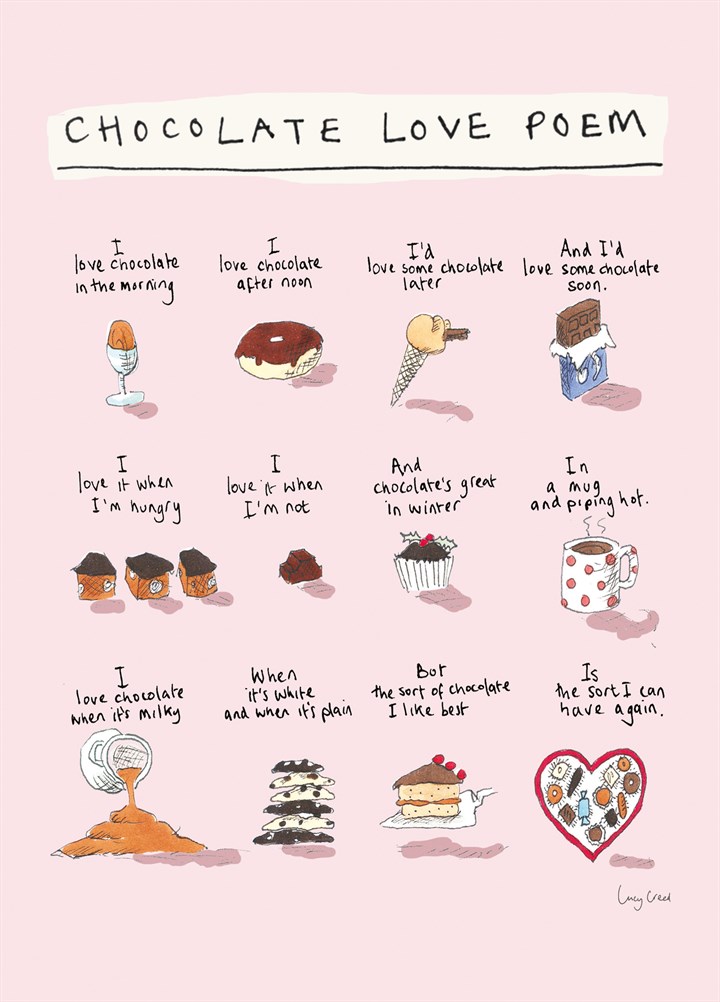 Chocolate Love Poem Card