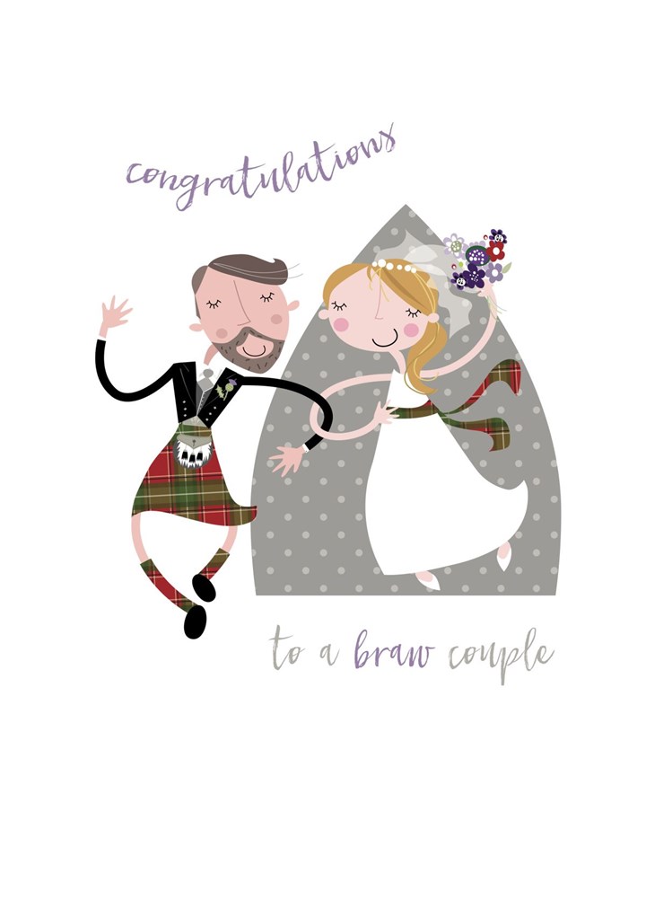 Braw Couple Scottish Wedding Card