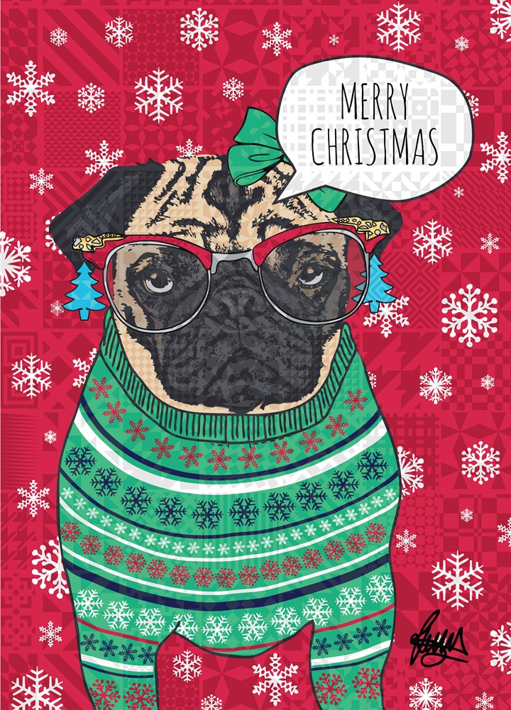 Christmas Pug Sweater Card