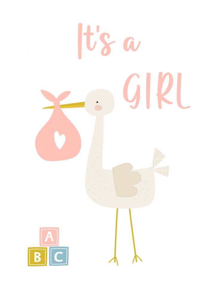 It's A Girl - New Baby Card