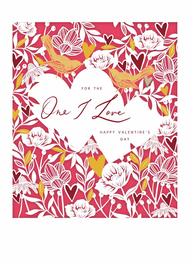 The One I Love Birds & Hearts Valentine's Card