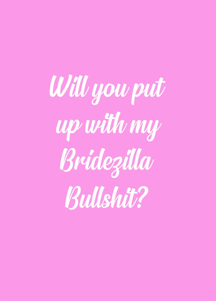 Bridezilla Bullshit Card