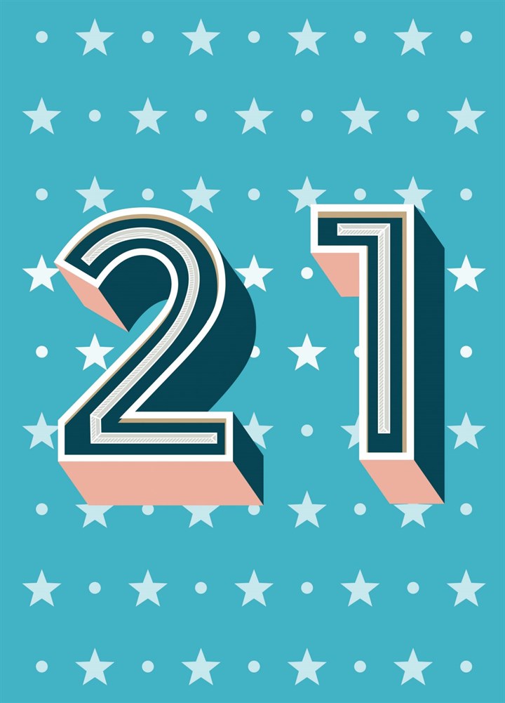 Starry 21st Birthday Bold Type Card