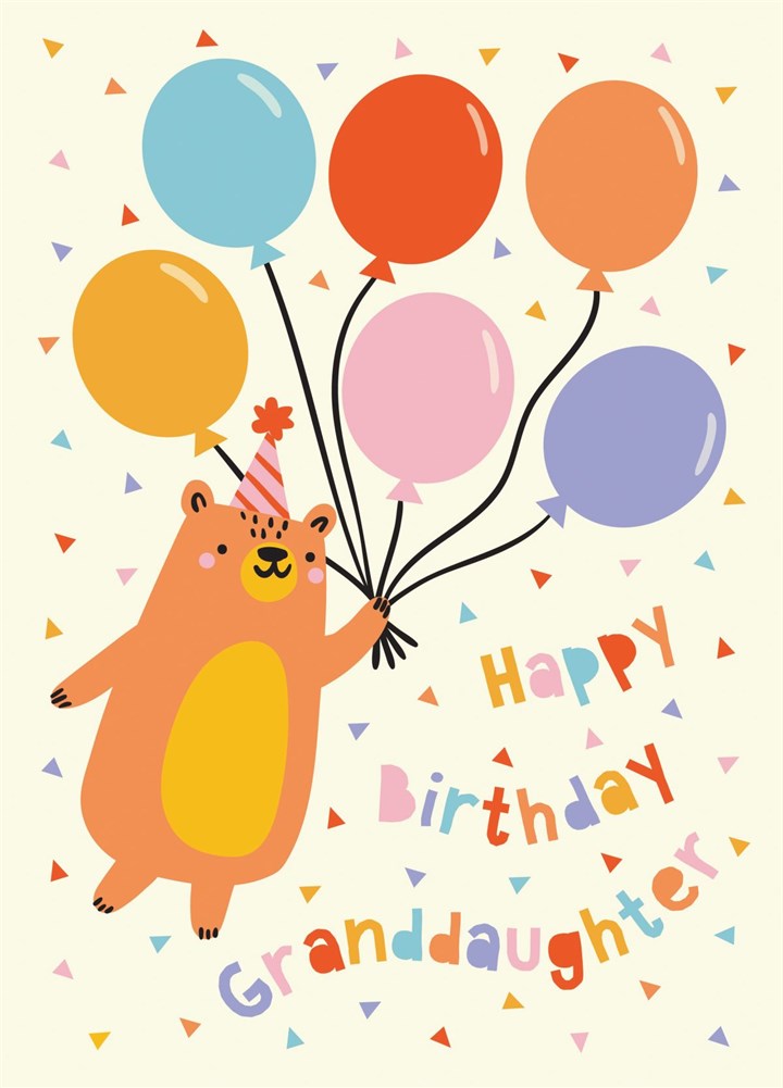 Granddaughter Balloon Bear Birthday Card