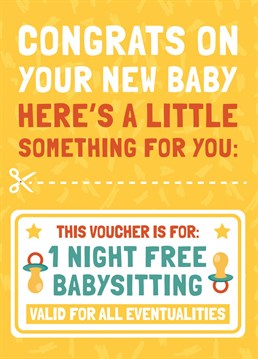 Funny voucher card for 1 night of free babysitting!