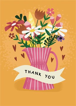 Hand illustrated thank you card with flowers.