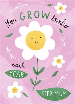 A cute illustrated flower pun card to send to your Step Mum on her Birthday! Illustrated by Chloe Fae Designs.