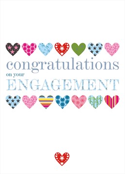 A bright and fun card by Claire Giles, perfect for wishing the couple congratulations on their engagement.
