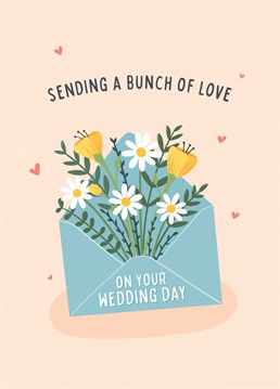 Send a bunch of love to the happy couple on their wedding day, with this pretty floral illustrated card. Designed by Fliss Muir.