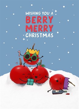 Wish a special family, friends or couple a Berry Merry Christmas with this fun Christmas card with a pun. Designed by Fliss Muir.