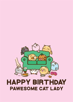 Send birthday wishes to a cat lady through and through! Hopefully she has a great time celebrating with all her fur balls. Designed by Fuzzballs.