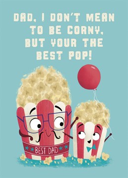 Wish your Dad a very Happy Father's Day with this funny card. The design features a Daddy Popcorn Tub, and a Child Popcorn Tub looking at each other and smiling. Brighten your Dad's day with this sweet card.