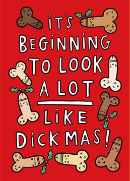 Send a friend or a partner this hilarious willy card to celebrate Christmas!   Featuring funny phallic friends surrounding christmas lyrics    Designed by Jess Moorhouse
