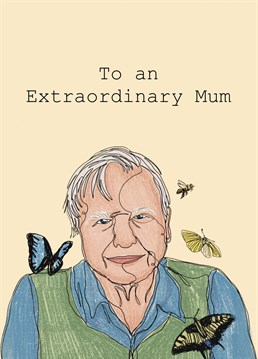 The Mother's Day card for a rare, extraordinary Mum. David Attenborough Illustrated Mother's Day card design by Kirsty Elen.