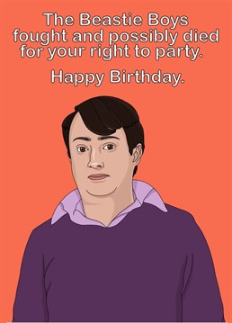 Celebrate a birthday with this Peep Show inspired birthday card featuring everyone's favourite grump Mark Corrigan!