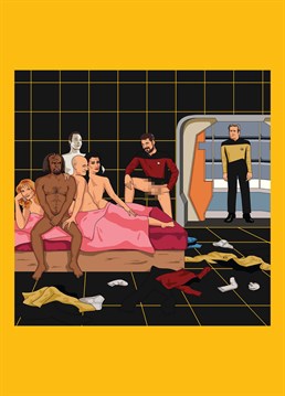 You'll never be able to watch Next Generation in the same way again! Awkward Star Trek orgy, as requested by Sam Wise. Hilariously naughty Jim'll Paint It design by Lesser Spotted Images.
