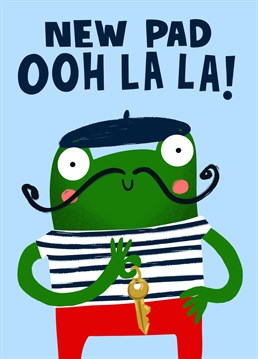 This funny new home card featuring a fancy French frog is ideal for your sophisticated friend who has just received the keys to their new home.