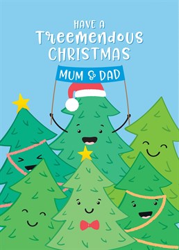A Treemendous punny Christmas card for a special Mum & Dad, designed by Macie Dot Doodles.