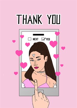 Swipe left and say thank you (next) with this sweetening Pearl Ivy card any Ariana fan will be obessed with.