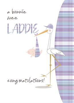 Welcome the wee one to the world with this Scottish baby boy design. Designed by Pink Pig