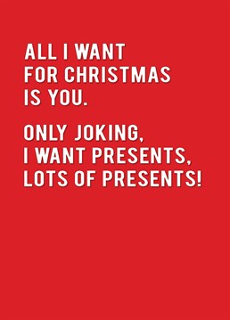 Realise the true meaning of Christmas... Materialism. Make them laugh (hopefully) with this Redback Christmas card.