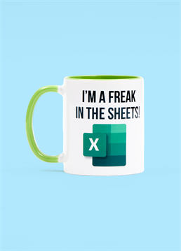 Add some humor to your Valentine's Day with this Freak in the Sheets mug from Scribbler! Perfect for those who deal with spreadsheets on the daily and have a playful side.&nbsp;