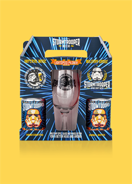 <p>Experience Double The Delight With Stormtrooper Beers Craft Lager Gift Set.</p><p>This Two Can Do It pack is the perfect gift for craft beer enthusiasts and Star Wars fans alike.</p><p>It features two exceptionally tasty 330 ml cans of 5% ABV Lightspeed Pilsner, paired with a tactical drinking chalice and elegantly presented in a durable and eye-catching gift pack. 2 x 330 ml cans of Lightspeed Pilsner (5% ABV - suitable for Vegans) 1 x 384 ml / 13.5 fl. oz.</p><p>Original Stormtrooper toughened Craft Ale Glass with front and back print &amp; nucleation</p><p>Contains allergens - Malted barley and wheat </p><p>Keep cold, drink fresh </p><p>Brewed by Vocation Brewery</p>