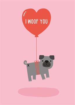 Show your affection this Valentine's Day with our "I woof you" card. By Studio Boketto.