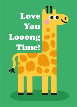 Share your long lasting love with this funny giraffe Valentines card. By Studio Boketto.