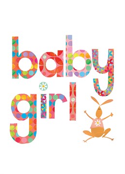 Jump for joy with the parents of the new baby girl with this sweet Square Company card.