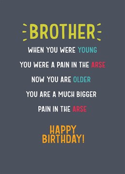 Make your brother laugh with this funny birthday card.