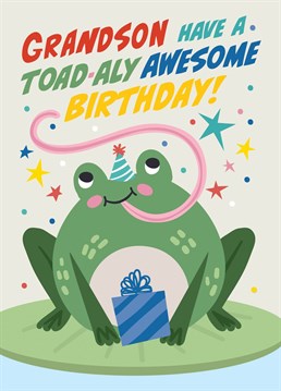 A fun, colourful design to send birthday wishes to a toad-ally awesome grandson - ribbit! Designed by Scribbler.